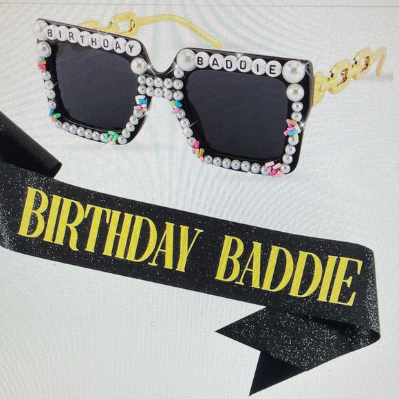 Tihebac Accessories - Birthday Baddie Sunglasses and Sash Set NWT